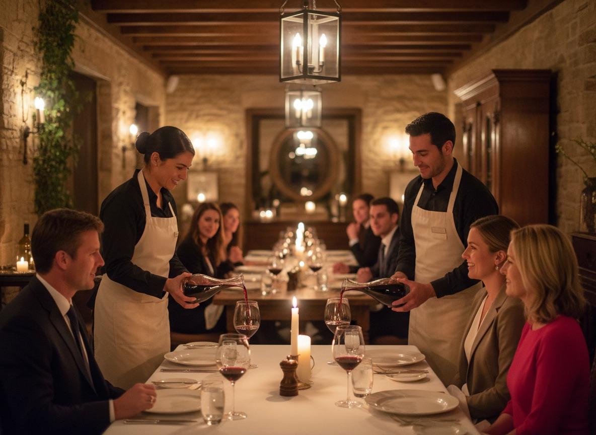 Guests sharing an event dinner