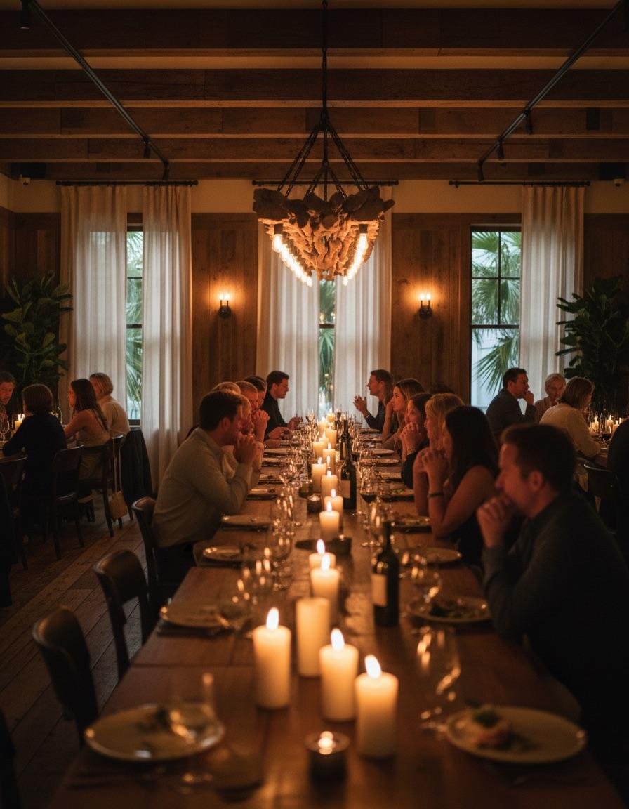 The warm Marsh and Ember dining room