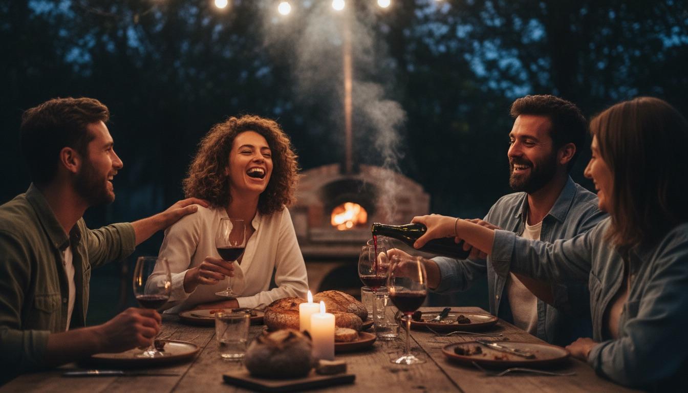 Guests gathering around a table