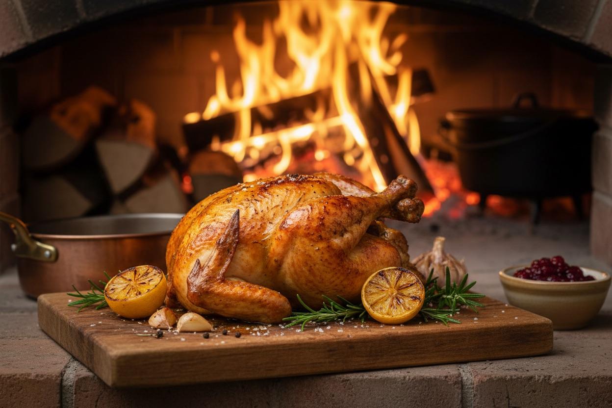 Dinner cooked over the hearth