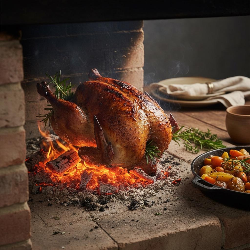 Dinner cooked over the hearth