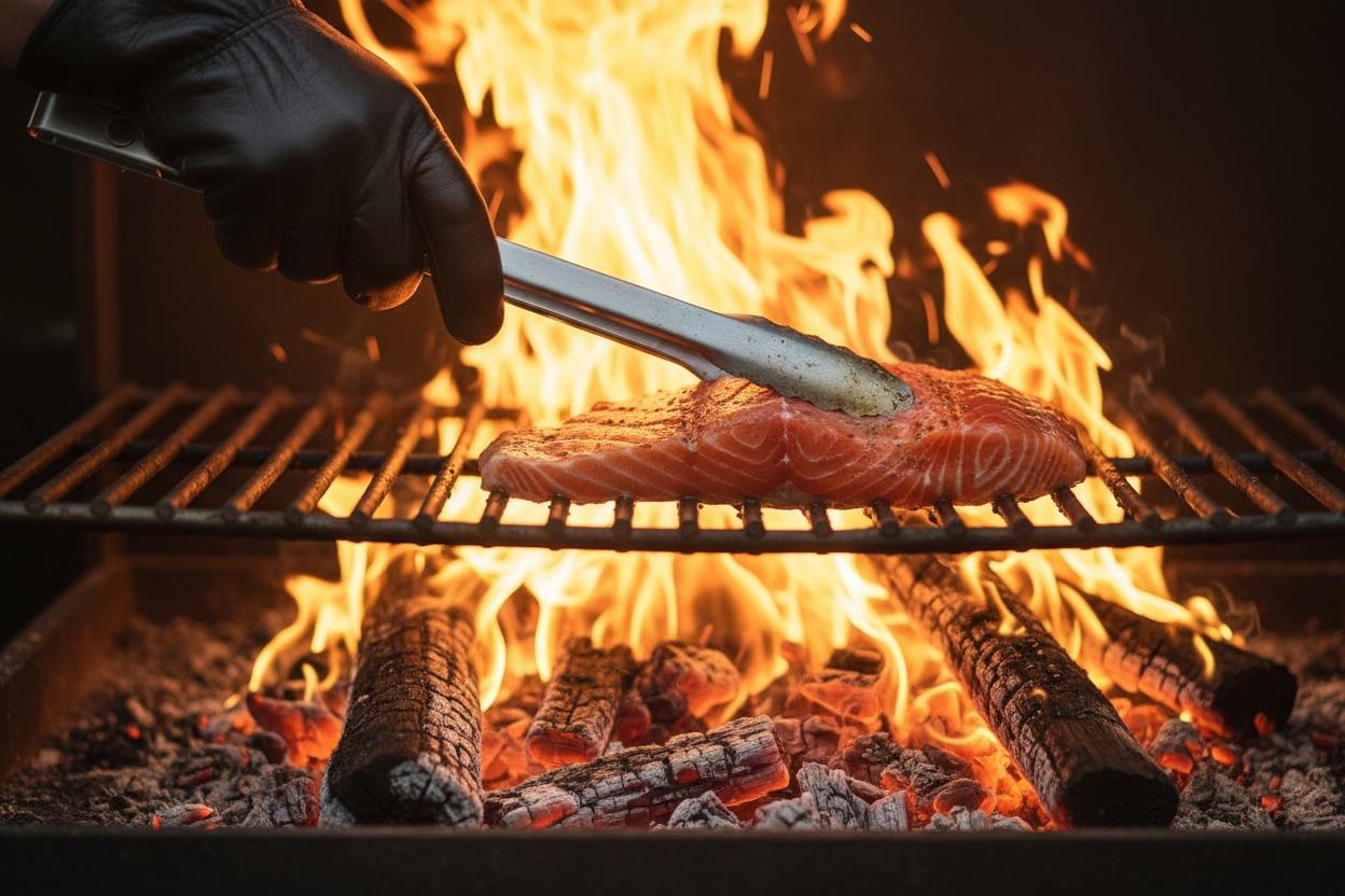 A chef cooking over the hearth