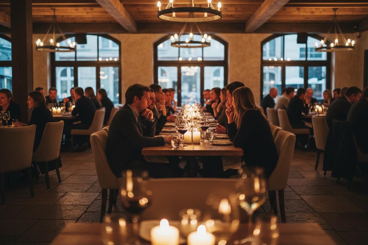 Guests enjoying the Marsh and Ember dining room