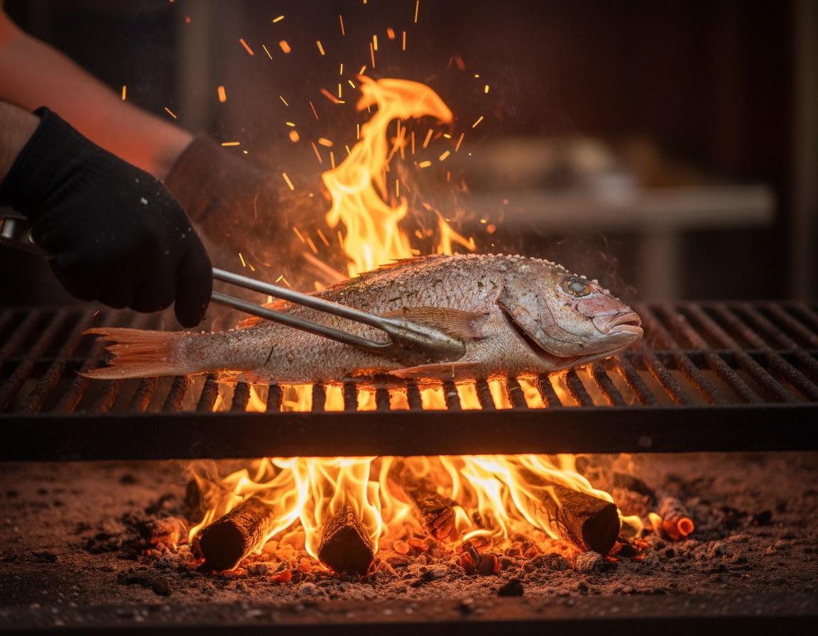 A chef cooking over the hearth