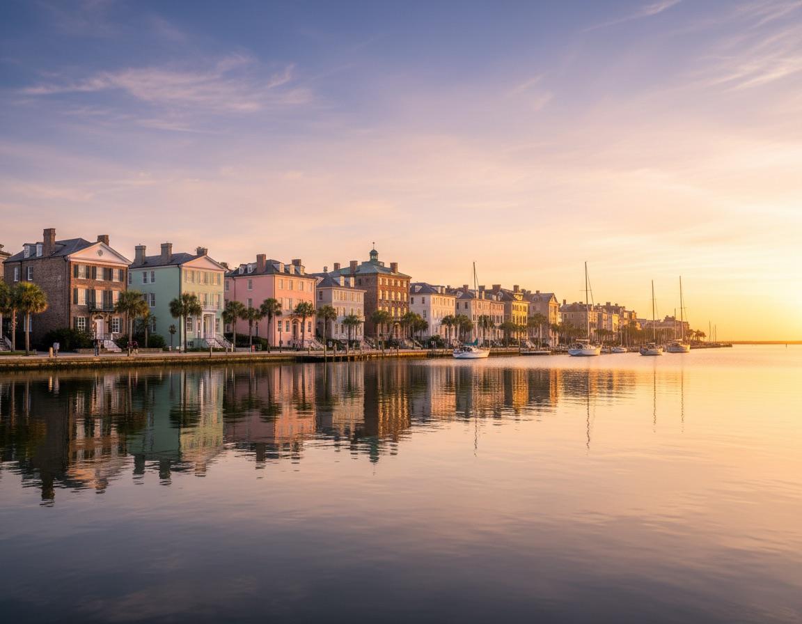Charleston waterfront in the evening